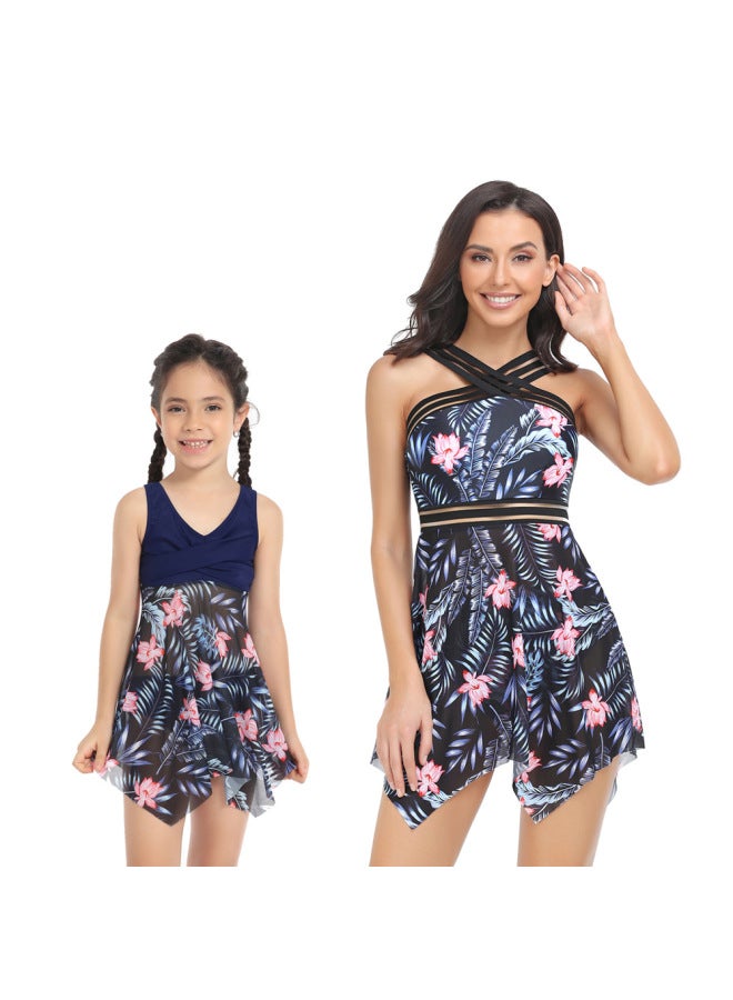 Loquat 2024 Mother-daughter Split Swimsuit Hot Spring European And American Mesh Swimsuit Female Hi Fish Wholesale-Color:yellow Leaves- - Image 4