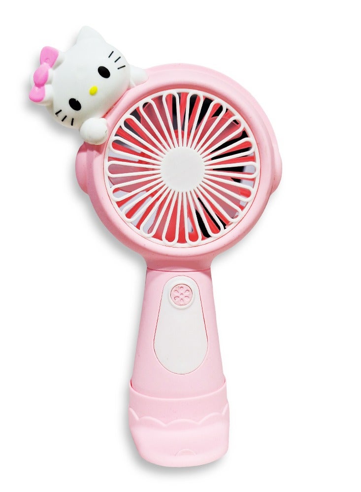 Cute cartoon handheld fan, 3 different speeds, USB rechargeable battery for easy use anywhere, small and lightweight design perfect for carrying in your bag or on your desk, safe materials and attractive design for kids and adults, tabletop fan holder, great summer gift - Image 2