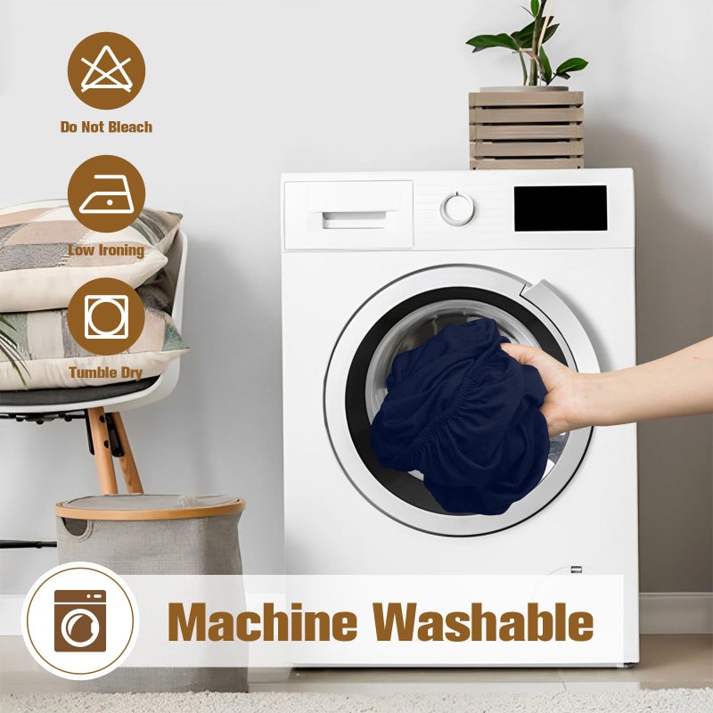 NEWISHER مفرش طاولة مستطيل مناسب مقاس 42 × 72 بوصة، غطاء طاولة مرن من الألياف اللدنة، غطاء طاولة من البوليستر قابل للغسل باللون الأزرق الداكن لتناول الطعام والنزهة والتخييم في الداخل والخارج - Image 5