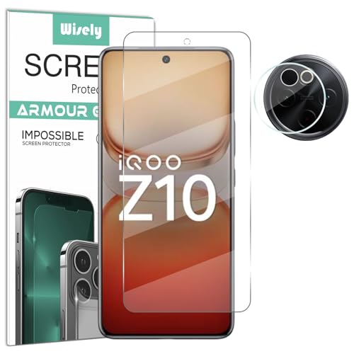 Wisely 2in1 Impossible Unbreakable Camera Lens Nano Glass + Front Guard Screen Protector for iQOO Z10 5G 5G Anti Scratch Flexible Screen Guard HD Clear - Image 1
