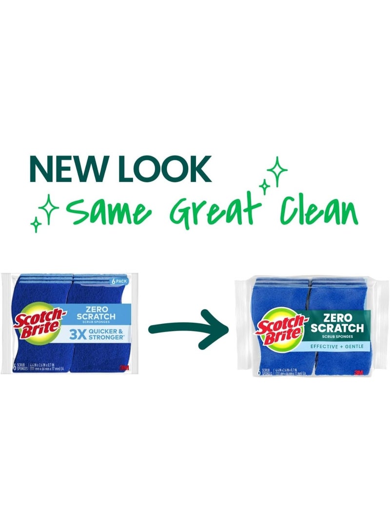 Scotch Brite Scotch-Brite Zero Scratch Scrub Sponge, 6 Kitchen Sponges for Cleaning Around the Home, Bathroom & More, Scratch-free Dish Scrubber, Multi-surface Safe, Best for Nonstick Pots and Pans - Image 2