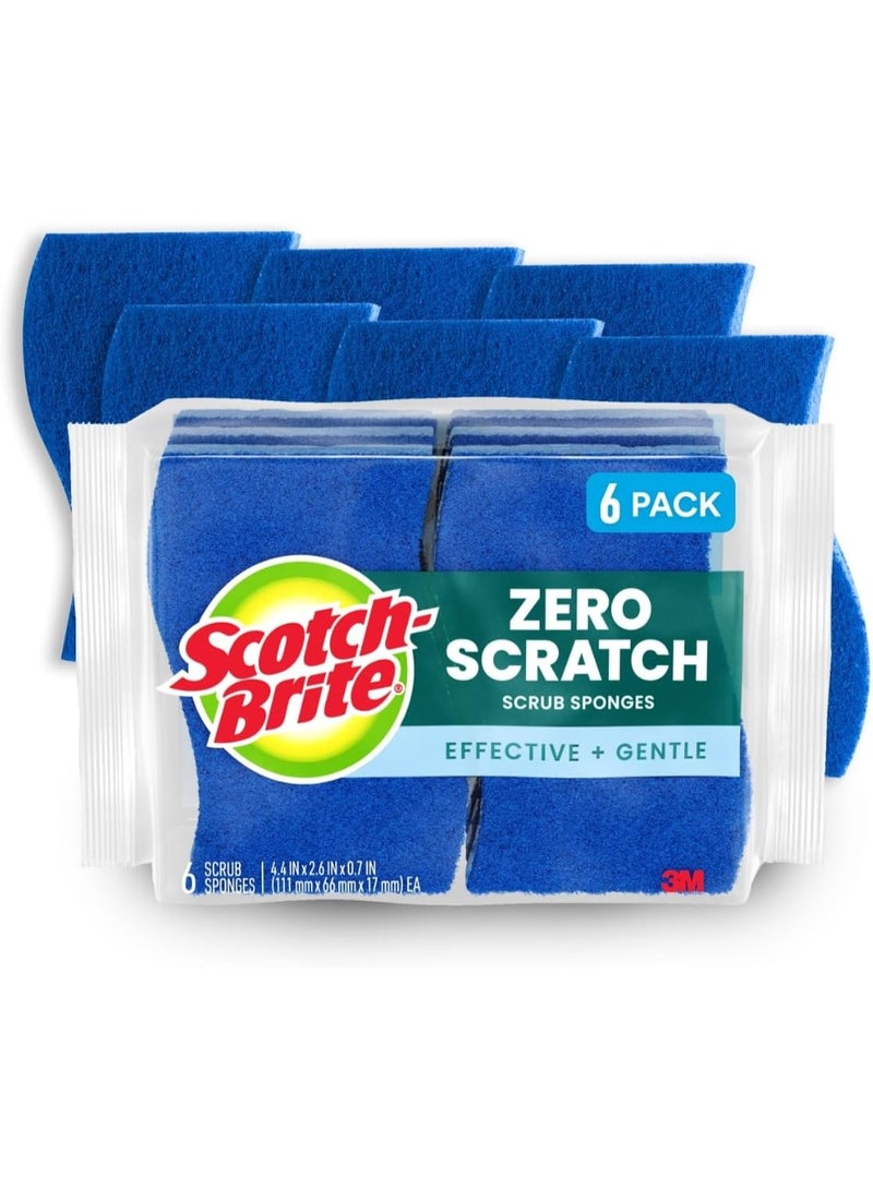 Scotch Brite Scotch-Brite Zero Scratch Scrub Sponge, 6 Kitchen Sponges for Cleaning Around the Home, Bathroom & More, Scratch-free Dish Scrubber, Multi-surface Safe, Best for Nonstick Pots and Pans - Image 1