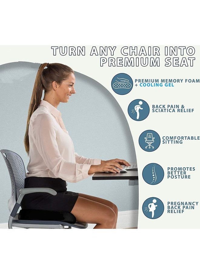 Arabest - Gel Enhanced Seat Memory Foam Cushion Pad Black 35x45x7.5cm - Image 1