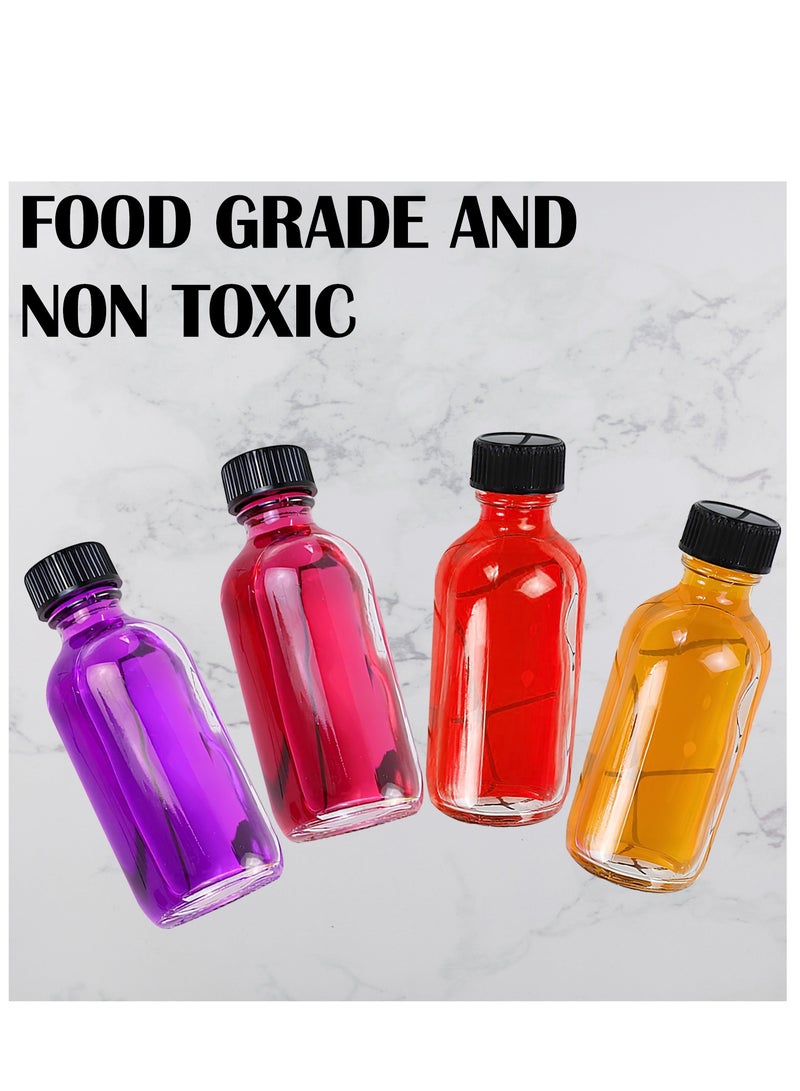 HYFY 12 Pack 2 oz Small Clear Glass Bottles with Lids 3 Stainless Steel Funnels 60ml Boston Round Sample Bottles for Potion Juice Ginger Shots Oils. Ideal for essential oils, serums, liquids. - Image 5