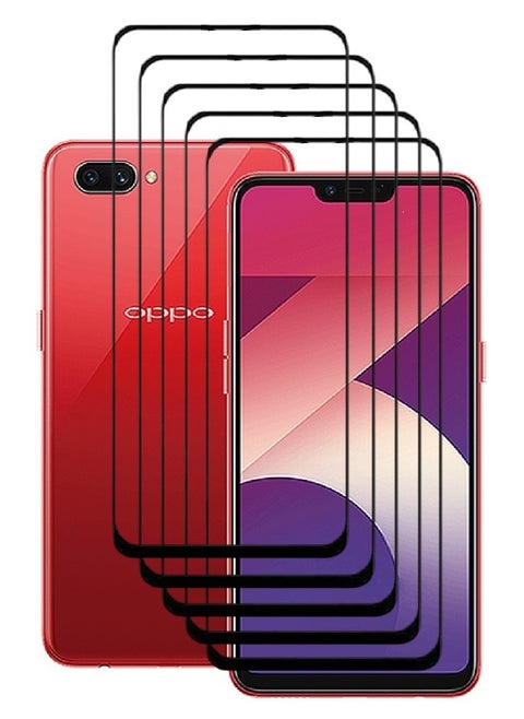 5 Pieces Tempered Glass Screen Protector 5D Designed For Oppo A3s Full Glue Edge to Edge Full Screen Coverage And Bubble Free