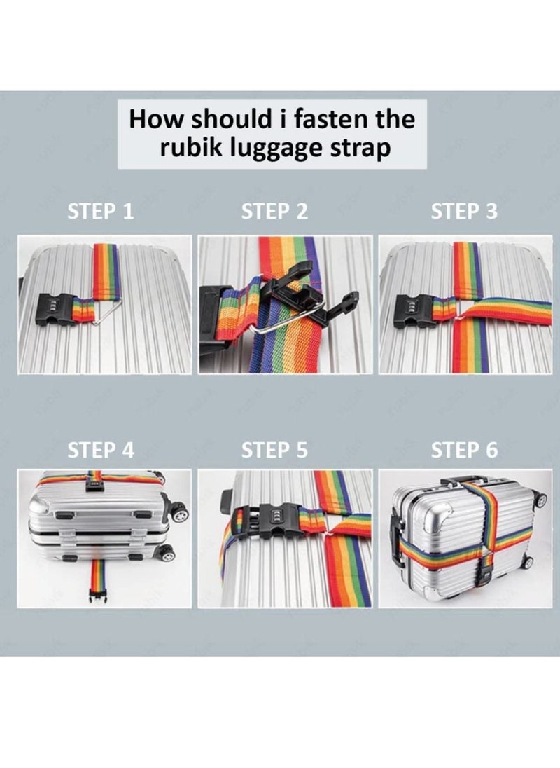 Rubik Cross Luggage Strap with Password 150 Inch Adjustable Heavy Duty Travel Packing Belt for Bag Baggage Suitcase Safety (1 Pack) Orange  - Image 3