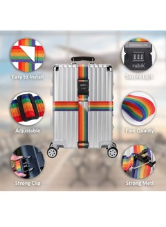 Rubik Cross Luggage Strap with Password 150 Inch Adjustable Heavy Duty Travel Packing Belt for Bag Baggage Suitcase Safety (1 Pack) Orange  - Image 2