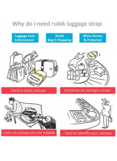 Rubik Cross Luggage Strap with Password 150 Inch Adjustable Heavy Duty Travel Packing Belt for Bag Baggage Suitcase Safety (1 Pack) Orange  - Image 4