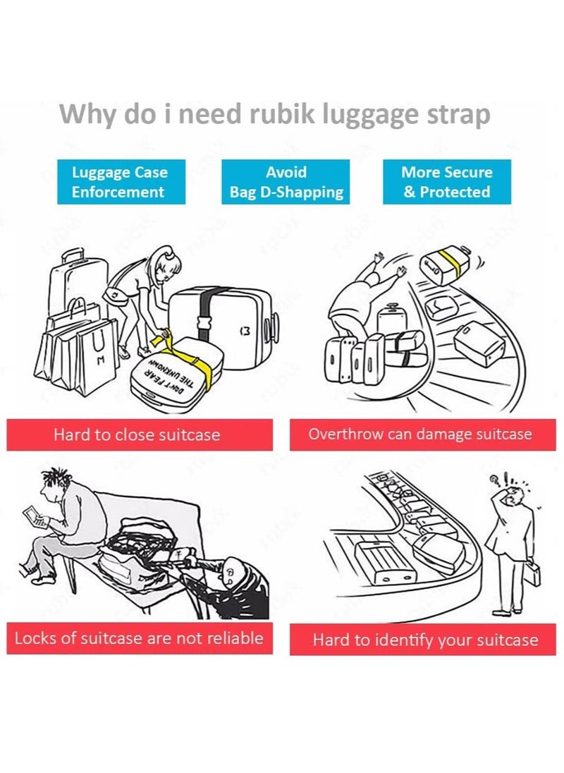 Rubik Cross Luggage Strap with Password 150 Inch Adjustable Heavy Duty Travel Packing Belt for Bag Baggage Suitcase Safety (1 Pack) Orange  - Image 4