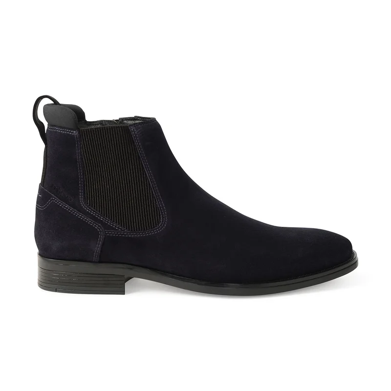 Milano Reyes Mens Suede Leather Chelsea Boots-Navy