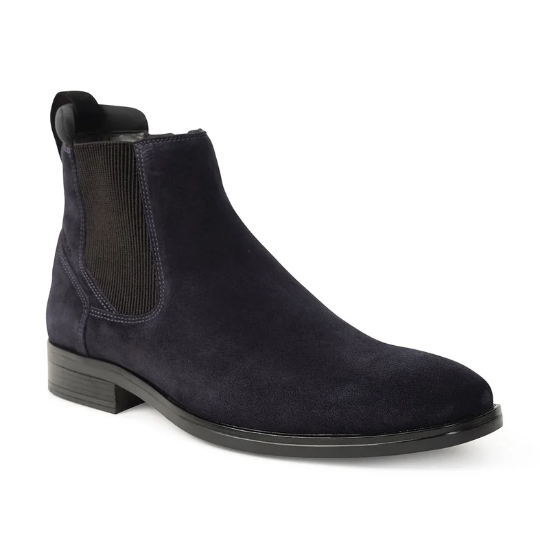 Milano Reyes Mens Suede Leather Chelsea Boots-Navy
