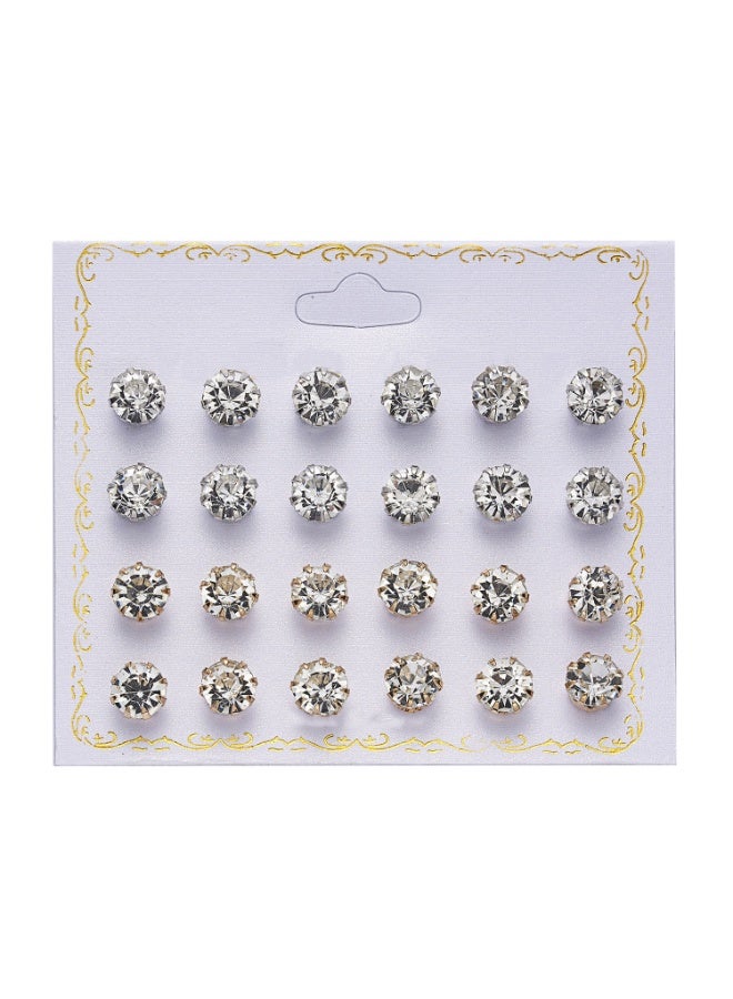 12 pairs of diamond earrings set Value combination simple and generous pearl earrings