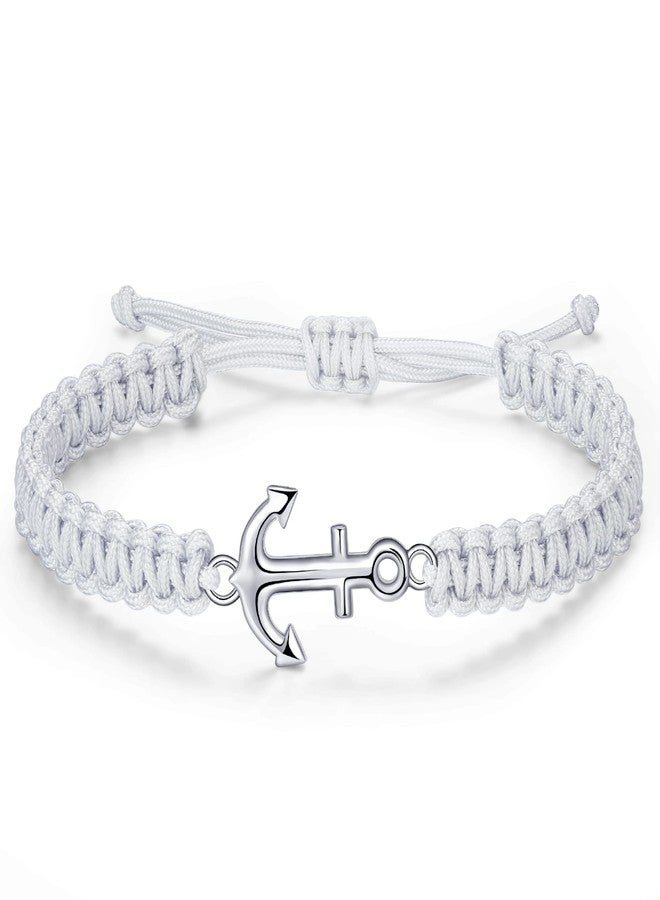 JENDEAR SHINE Anchor Bracelet for Men, Adjustable Hand Braided Rope Bracelet, Nautical Surf Summer Jewelry Gifts for Men - Image 1
