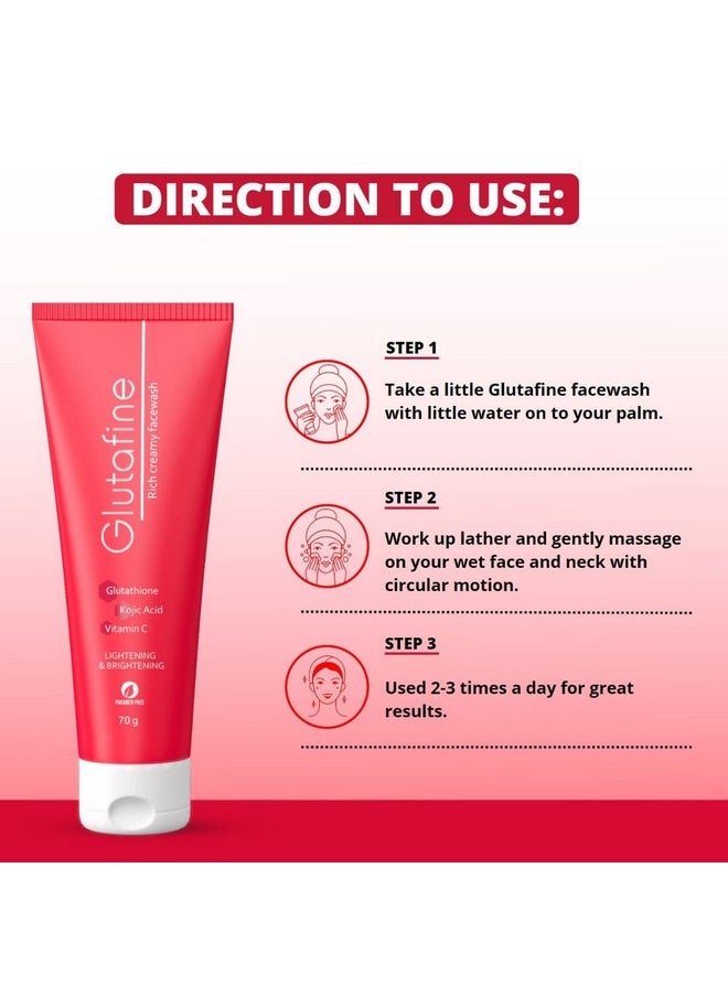 ETHIGLO - Glutafine Rich Creamy Facewash For Lightening And Brightening, 70G (Pack Of 2) - Image 1
