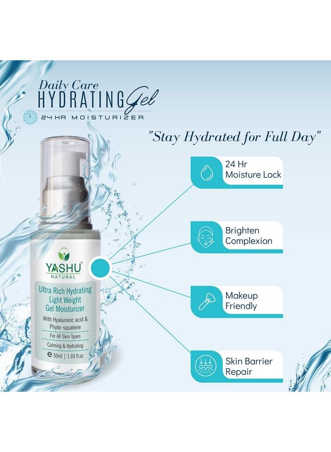 YASHU Light Weight Gel Cream For Hydration & Glow ; Improve Skin Smoothness ; With Hyaluronic Acid & Squalene For Uneven Skin Tone (50Ml) - Image 4