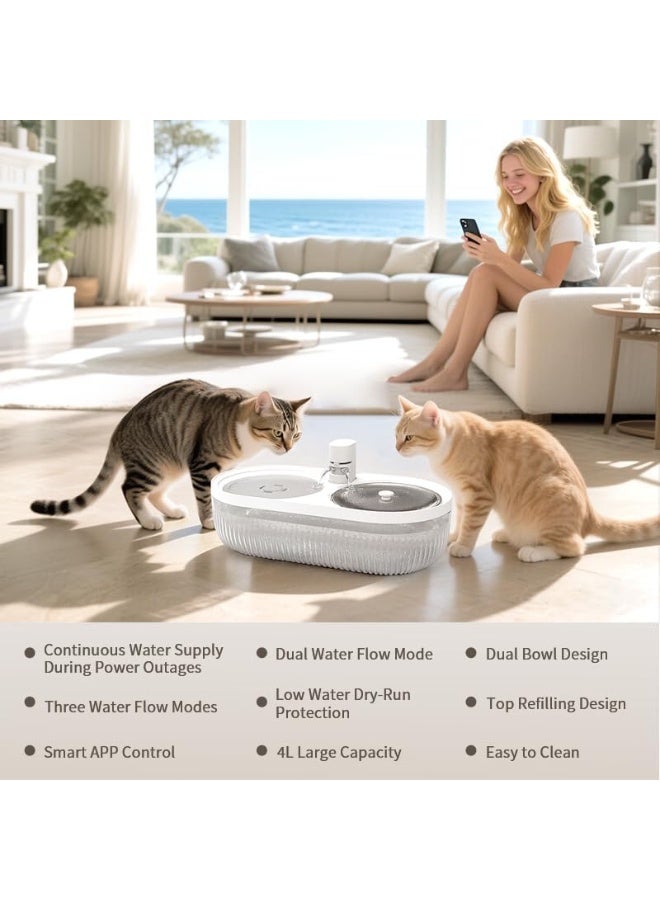 4000ml Automatic Dual Nozzle, Automatic Cat Water Dispenser, 3 Nozzles, White Cat Nozzle - Image 5