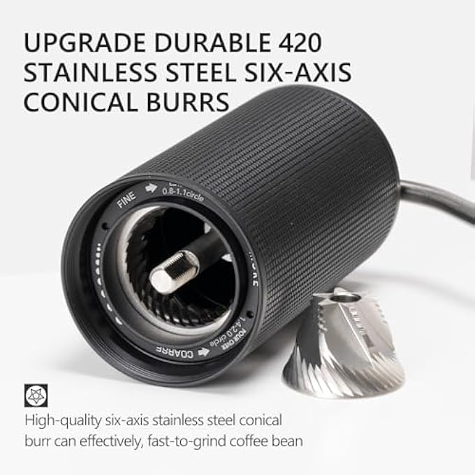 TIMEMORE Manual Coffee Grinder With Stainless Steel Espresso Coffee Bean Grinder Chestnut C3 Esp Internal Adjustable Setting Double Bearing Positioning Black - Image 4