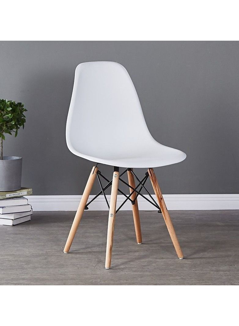 C&C Home Office & Dining Chair With Eiffel-Inspired Birch Wood Legs White - Image 3