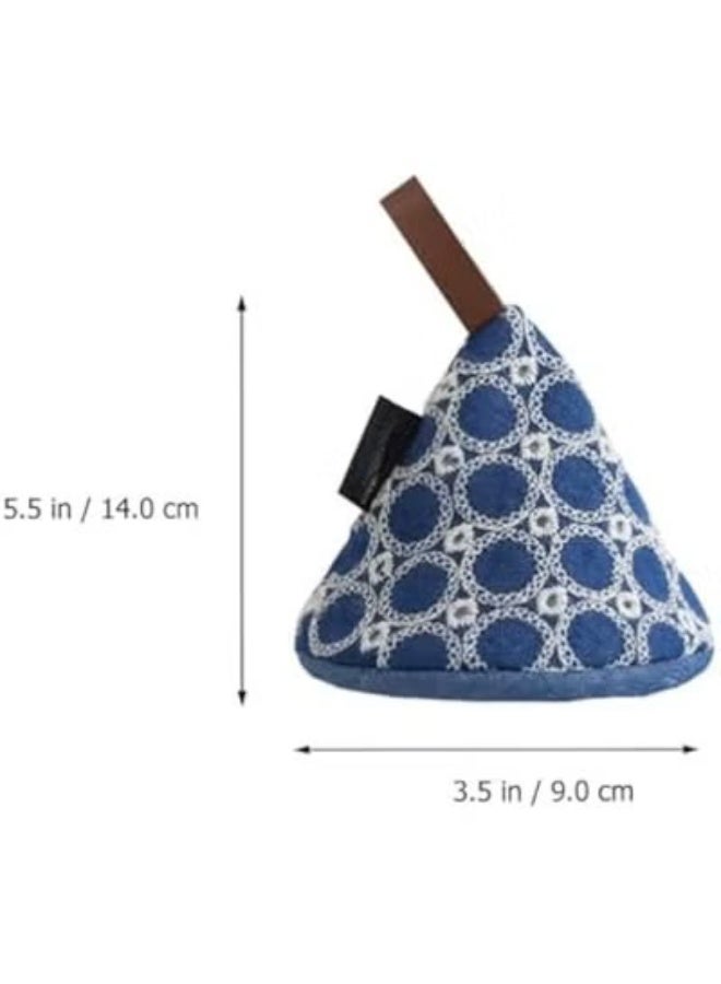 Pot Handle Cover Triangle Cotton Sleeve Heat Insulated Grip Scald Proof Cover For Frying Pan Griddle Kettle Dark Blue - Image 4