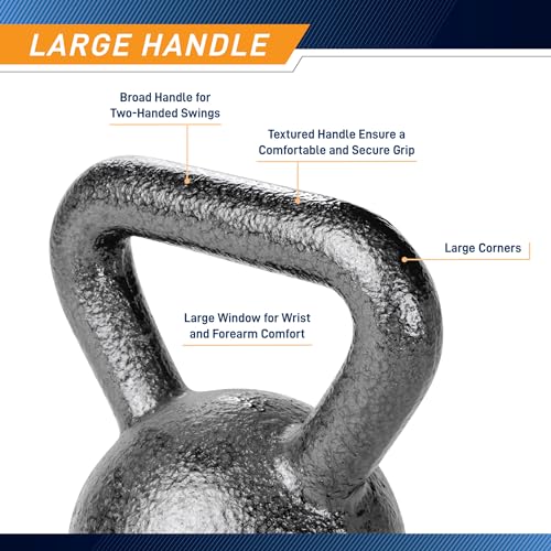 Marcy Hammertone Kettlebells, Ideal Workout Weights For Home Gym, Cast Iron, Black, 20lbs HKB-020 - Image 3