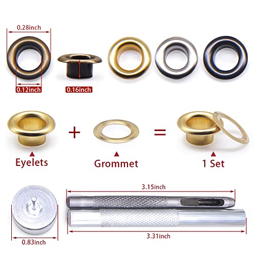 SEMINI Grommet Kit 800 Sets Gronmets Eyelets with 3 Pieces Install Tool Kit, 4 Colors - Image 2