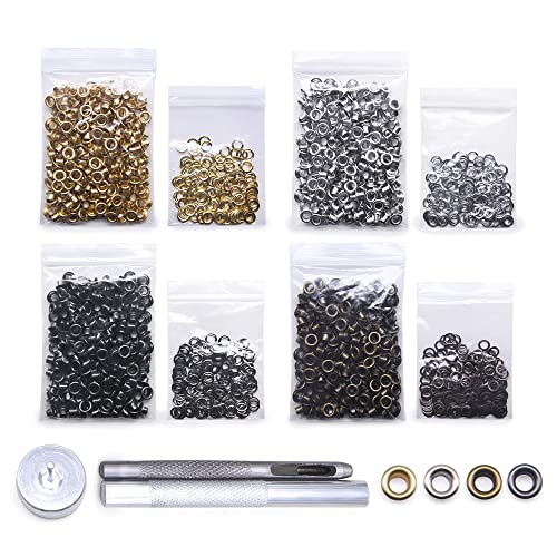 SEMINI Grommet Kit 800 Sets Gronmets Eyelets with 3 Pieces Install Tool Kit, 4 Colors - Image 1