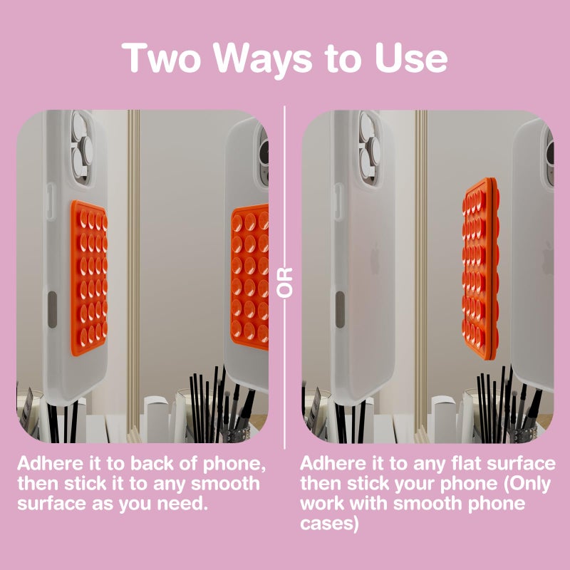 SEMBO Reusable & Restickable Nano Gel Silicone Sticky Suction Phone Grip with Removable Mounting Tape, Hands-Free Phone Accessories Holder for Selfies and Videos(Orange) - Image 3