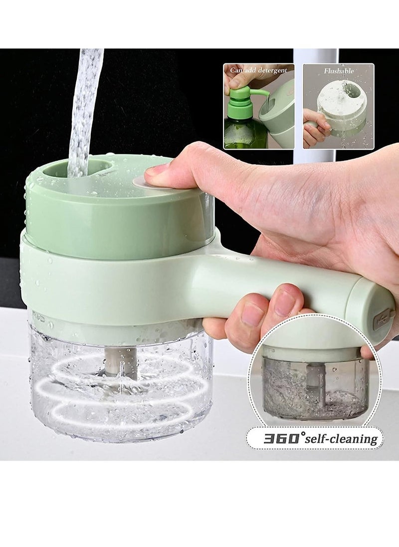 بيوينتي 4 in 1 Handheld Electric Vegetable Cutter Set, Portable Mini Wireless Food Processor with Brush, Gatling Vegetable Cutter Electric Garlic Chopper for Garlic Pepper Chili Onion Celery Ginger Meat  - Image 4