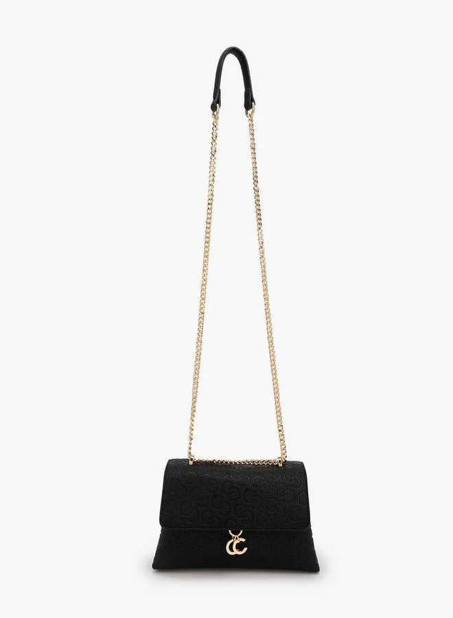 Celeste Monogram Debossed Crossbody Bag With Chain Strap