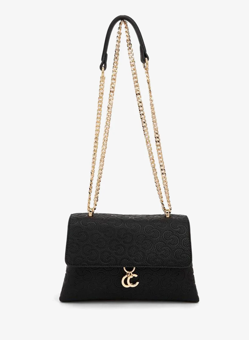 Celeste Monogram Debossed Crossbody Bag With Chain Strap