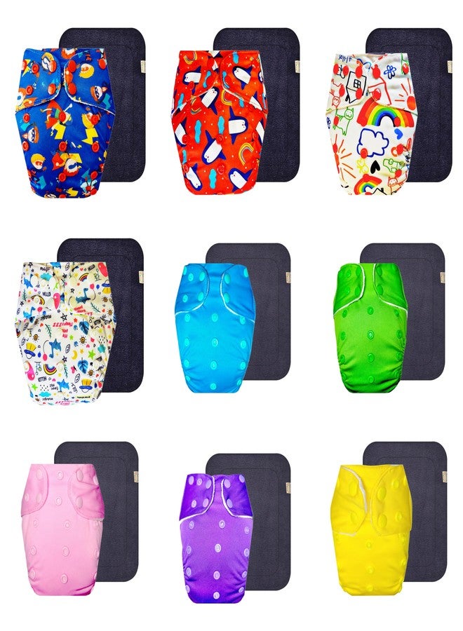 Dumbledo Premium Cloth Diaper with Black Insert (Pack of 9) | Hypoallergenic | Breathable | Travel Friendly | Worry-Free Diapering | 3 Months - 3 Years | Unisex Baby - Image 1