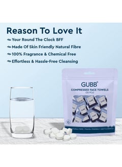 GUBB Face Wipe, 100% Cotton Facial Tissue | Reusable & Biodegradable, Soft Fabric, Chemical Free | Pocket Pack Of 30 Wet Wipes For Men & Women Oily Skin  - Image 2