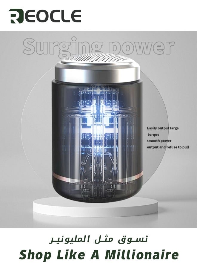 REOCLE Electric Razor for Men Pocket Size Mini Portable Shaver Wet and Dry Mens Razor USB Rechargeable Shaver Charging Easy One-Button Use Suitable for Home Car Travel Black - Image 3