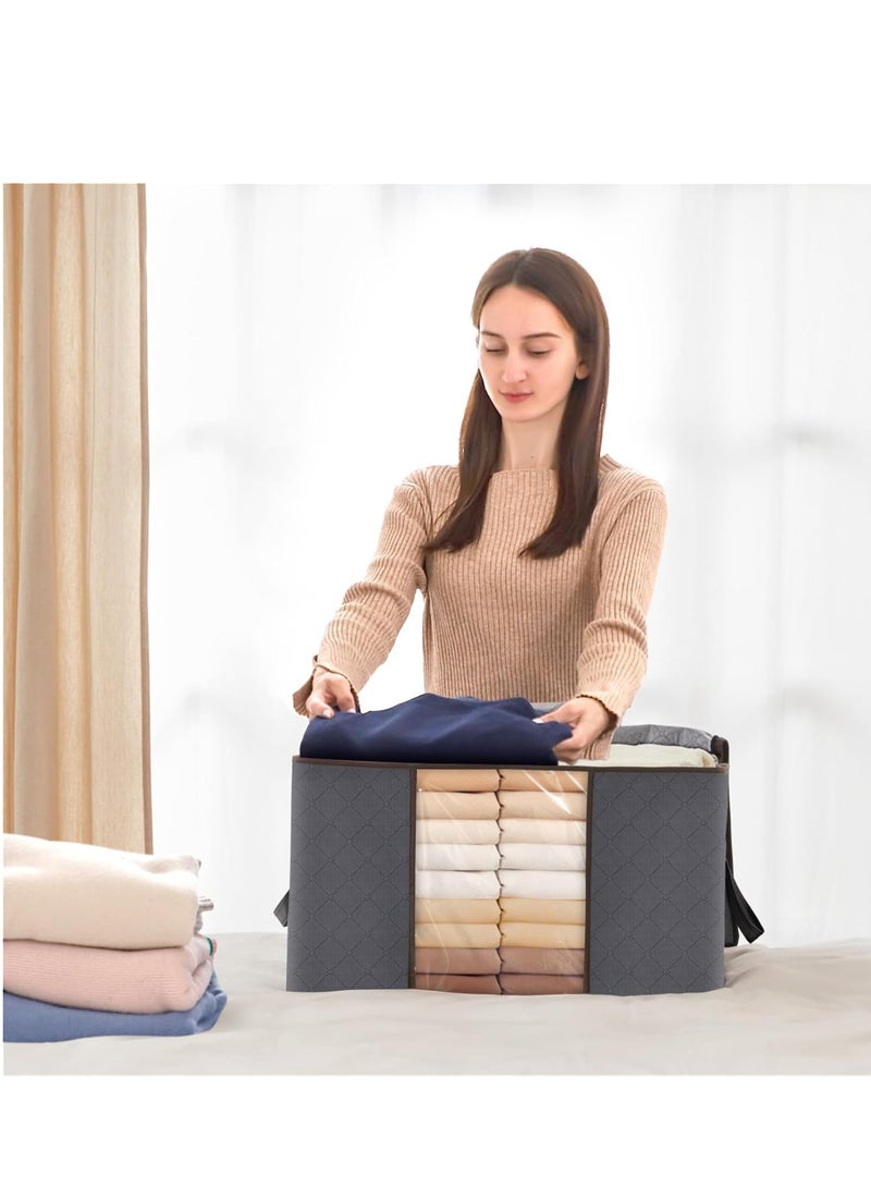 Loquat 90L Large Storage Bags, Closet Organizers and Storage, Clothes Storage Bins with Lids, Foldable Storage Containers with Reinforced Handles for Clothing, Blanket, Bedding, Comforter 3 Pack Gray - Image 5