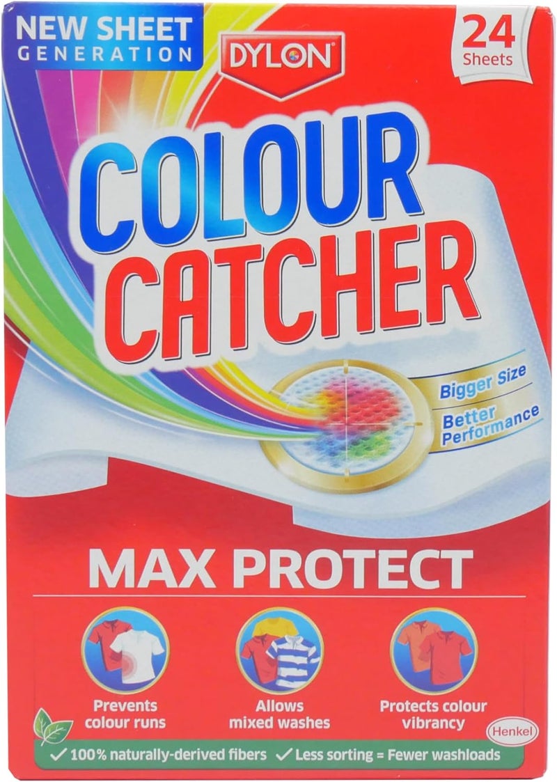 ديلن مناديل دايلون لالتقاط الألوان 24 ورقة حماية قصوى للغسيل تمنع انتقال الألوان وبهتانها تمتص الصبغات للملابس المختلطة مناسبة للغسالة سهلة الاستخدام حماية فعالة للأقمشة - Image 1