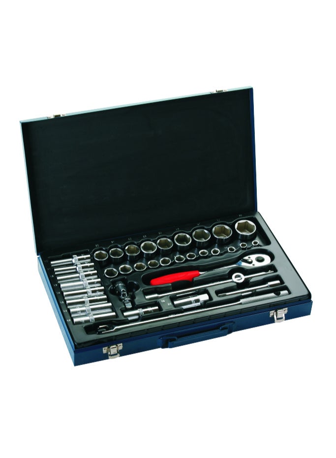 jetechtool Jetech 37-Piece 1/2-Inch Drive Socket Set, Include Deep (10-19mm) and Standard (8-32mm) Socket Ratchet Wrench Tool Set Socket Assortment with Metal Storage Box for Repair Mechanic Garage - SK1/2-37S - Image 1