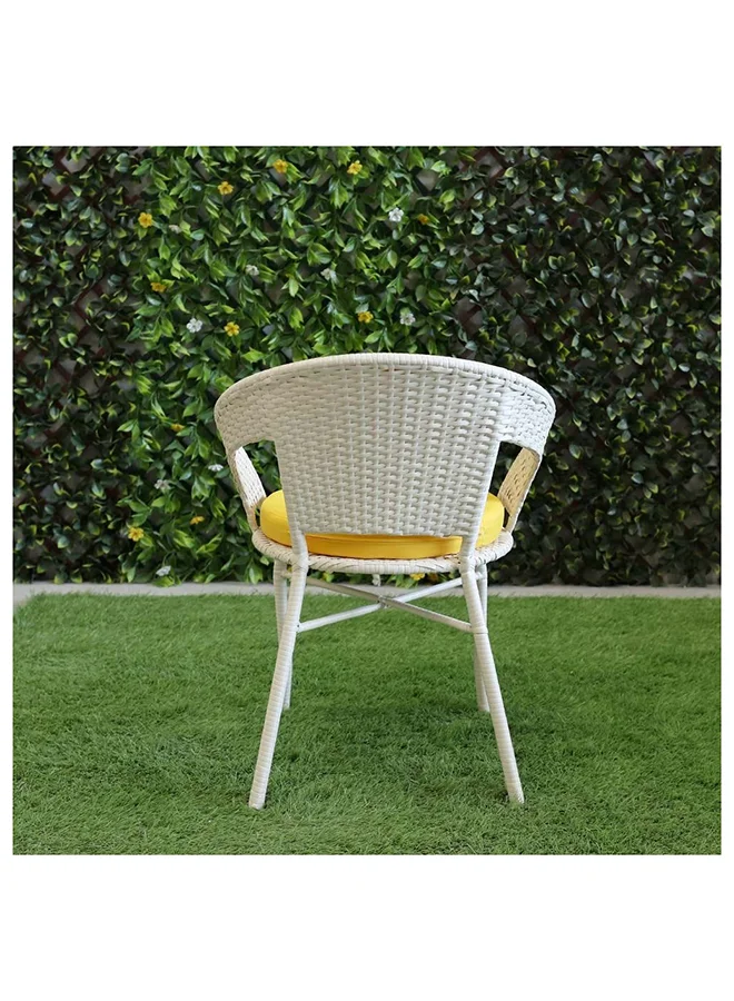 DANUBE HOME Eden Balcony Set All Weather 3 Piece Bistro Set With Coffee Table Modern Design Furniture For Balcony Outdoor Garden Bench Seating Terrace Lawn Patio White