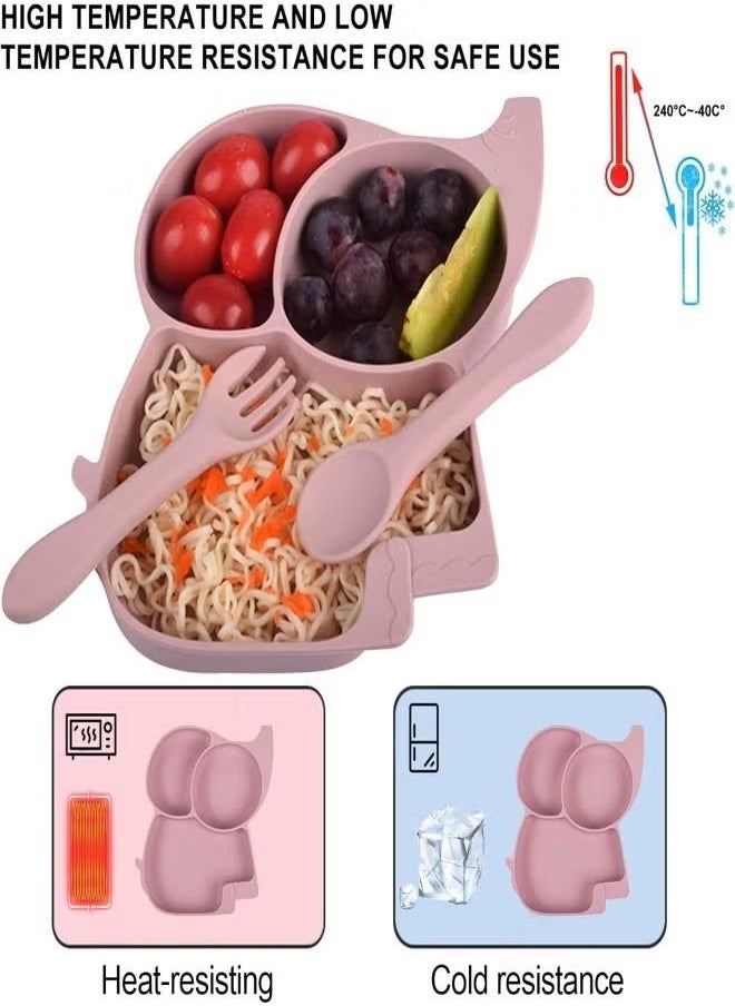 XiuWoo Silicone Baby Feeding Set, 8pcs Baby Led Weaning Supplies, Baby Feeding Supplies, Toddler Silicone Dishes, Suction Plate and Bowl, Bib, Straw and Snack Cup, Utensils  - Image 4