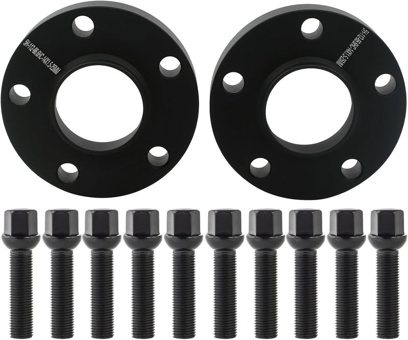 DCVAMOUS 2PC Black 5x112 Hubcentric Wheel Spacers 15mm with 14x1.5 Bolts (40mm Shank Sphere Seat Type) 66.6 Bore Compatible with Benz Au-di 5 Lug for W210 W212 C230 C250 C320 A4 S4 A5 S5 A6 S6 A7 A8 - Image 1