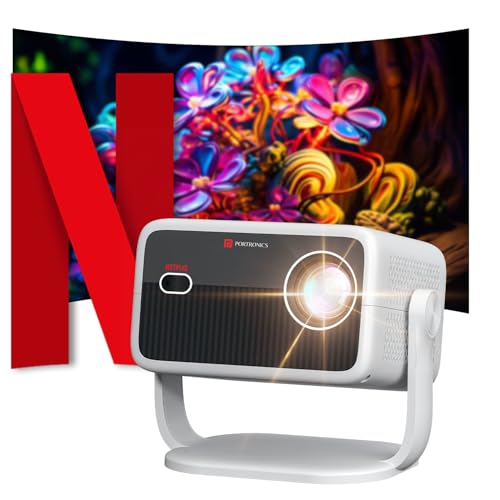 Portronics Beem 560 Smart Android Projector, HD 1080P Native,Angle Adjustable, Whale TV,in-Built Apps, Auto Focus & Keystone,Screen Mirroring,5300 Lumens,3W Speaker,HDMI in,USB in,BT(Netflix Certifed) - Image 1