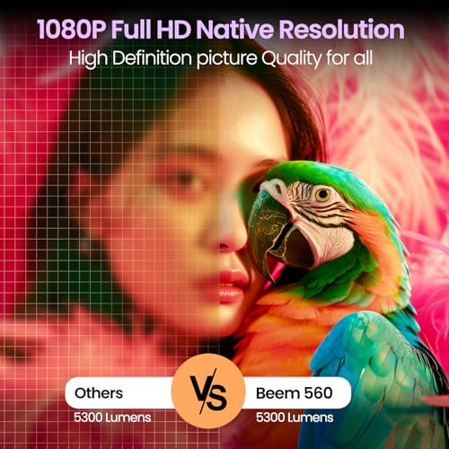 Portronics Beem 560 Smart Android Projector, HD 1080P Native,Angle Adjustable, Whale TV,in-Built Apps, Auto Focus & Keystone,Screen Mirroring,5300 Lumens,3W Speaker,HDMI in,USB in,BT(Netflix Certifed) - Image 2