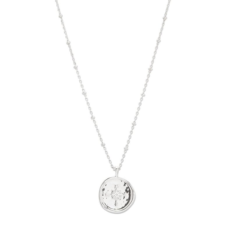 gorjana - Compass Coin Pendant Necklace 3/4 inch - Silver-Plated - Adjustable 17-19 inch Chain - Spring Ring Closure - Long-Lasting - Image 1