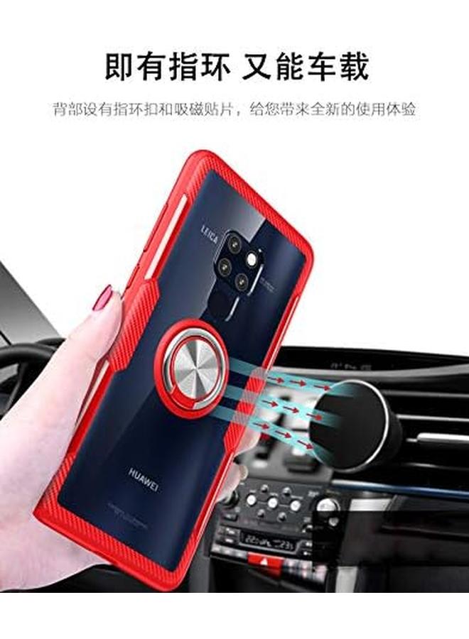 إيروريكس حافظة لهاتف هواوي ميت 20 مع زجاج مقوى رفيع من السيليكون الناعم من مادة TPU مع غطاء خلفي شفاف صلب مع حلقة معدنية ومسند مغناطيسي باللون الأسود - Image 4