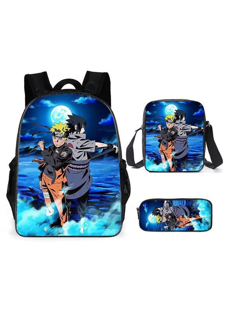 Naruto Cartoon Anime Student Backpack Three-Piece Set 29*42*16cm
