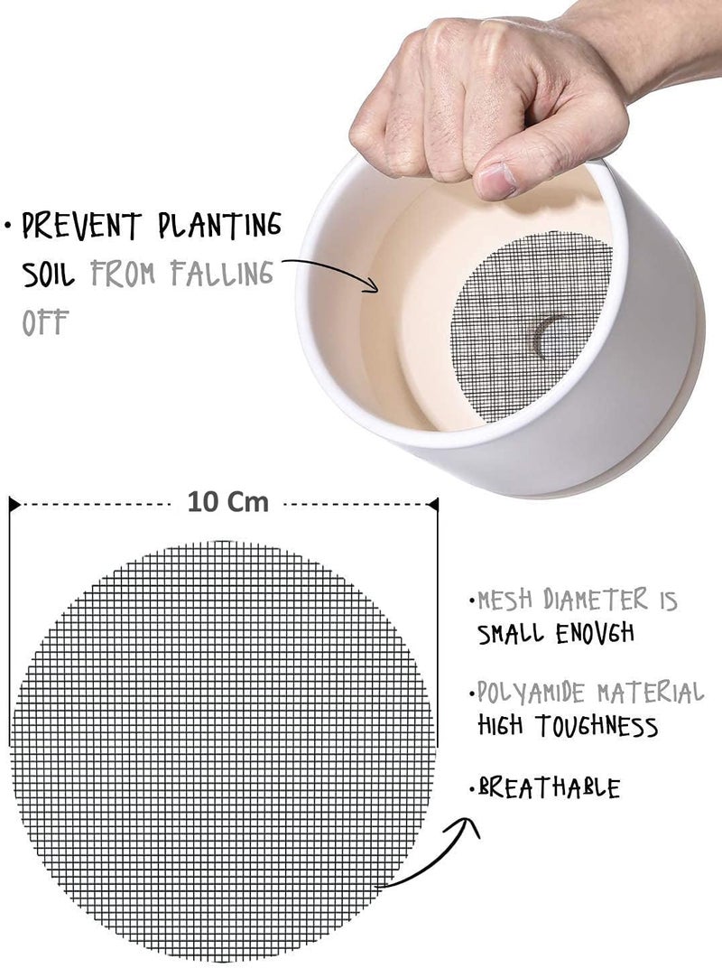 GardenZeek Flower Pot Hole Mesh Pad for Keep Soil from Flowing Away, 10cm Round Drainage Hole Screens for Bonsai Pot, Succulent & Table Top Planters Pack of 50, Black - Image 4