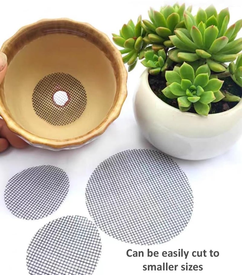 GardenZeek Flower Pot Hole Mesh Pad for Keep Soil from Flowing Away, 10cm Round Drainage Hole Screens for Bonsai Pot, Succulent & Table Top Planters Pack of 50, Black - Image 5