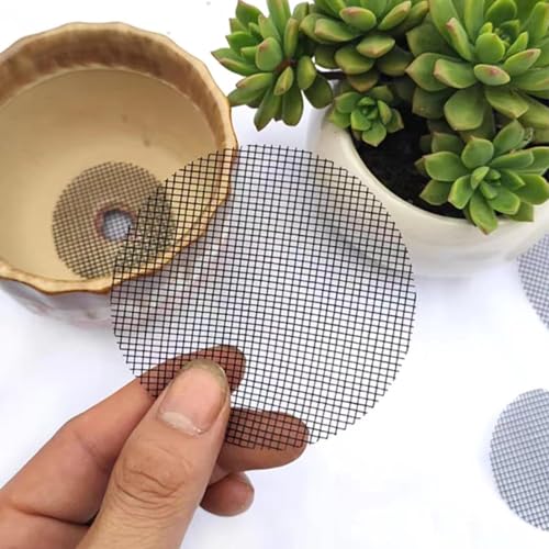 GardenZeek Flower Pot Hole Mesh Pad for Keep Soil from Flowing Away, 10cm Round Drainage Hole Screens for Bonsai Pot, Succulent & Table Top Planters Pack of 50, Black - Image 3