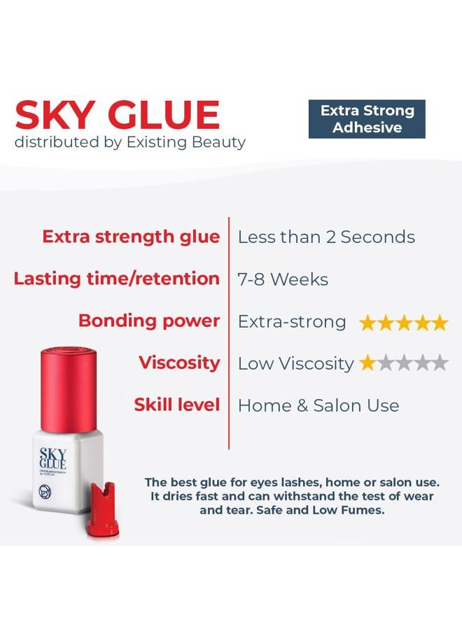 Existing Beauty 2 Pack Sky Glue S+ Eyelash Extension Glue Professional Use Only - Extra Strong Lash Extensions Adhesive 6-7 Weeks Retention and 1-2s Dry, Long Lasting Semi Permanent Black Glue - 2 Bottles 5 ml Ea - Image 4