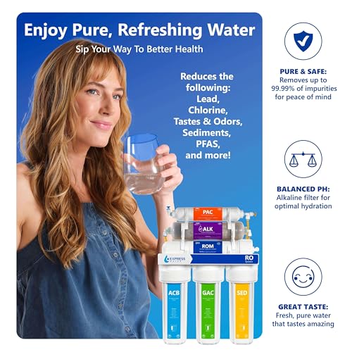 Express Water Reverse Osmosis Alkaline Water Filtration System – 10 Stage RO Water Filter with Faucet and Tank – Under Sink Water Filter with Alkaline Filter for Added Essential Minerals – 50 GPD - Image 3