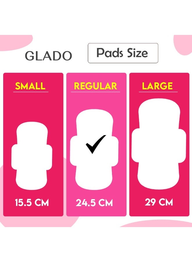 Glado 100% Organic Cotton Sanitary Napkins for School Girls & Teens, 20 Pcs (24.5cm) – Day Protection, Negative Ion, 3D Leak Guard, Normal Flow, Chlorine & Fragrance Free & Prevents Skin Irritation - Image 3